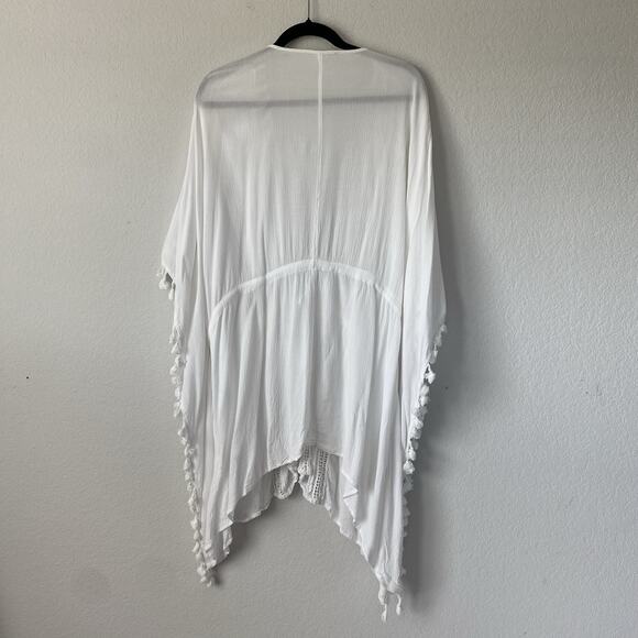 Gianni Bini White Tassel Swim Suit Cover Up Boho Medium Beach Resort Pool comfy - Picture 2 of 10